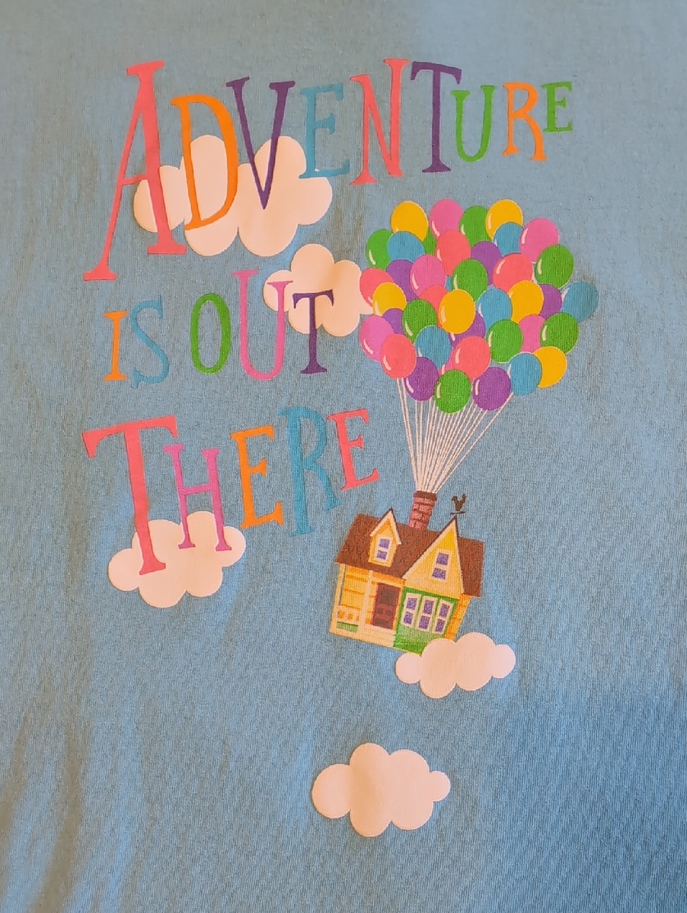 Disney Parks Up Adventure Is Out There Light Blue Youth T-shirt Medium EUC